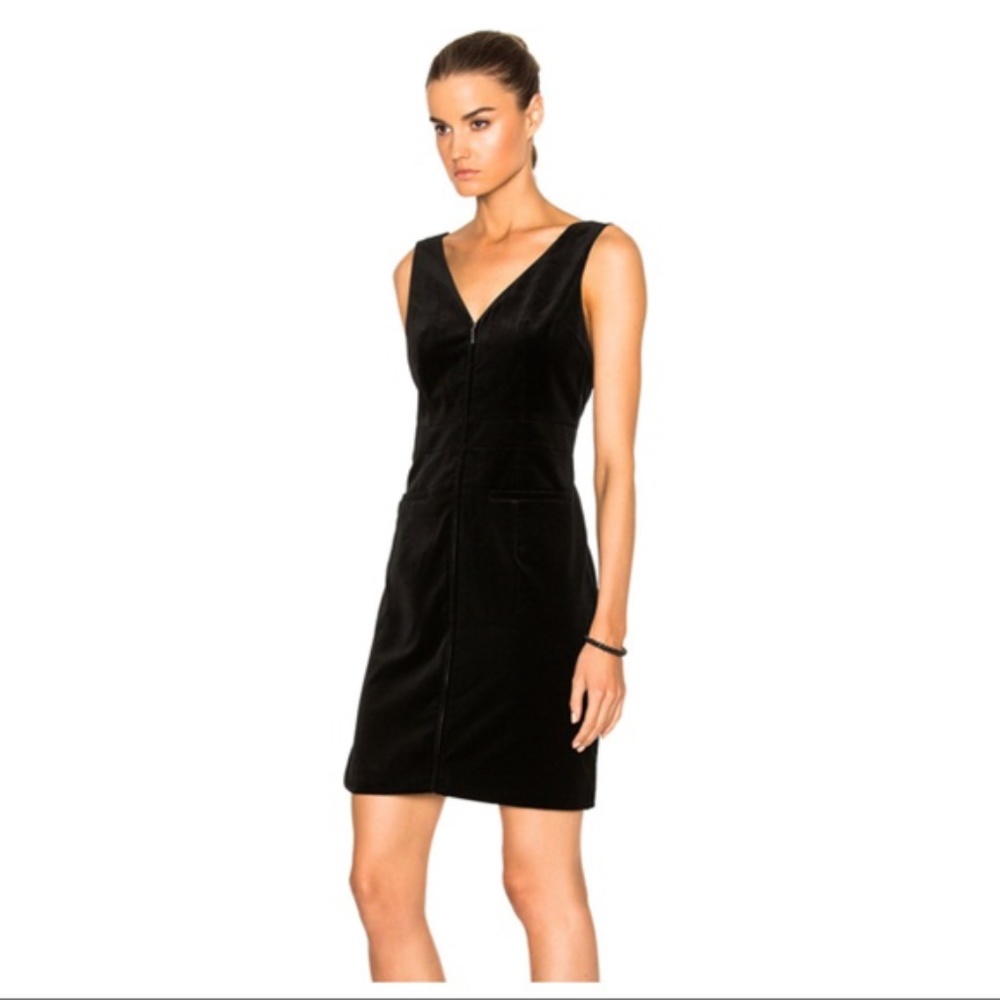 Frame Denim Black Velvet Zippered Low Back Dress